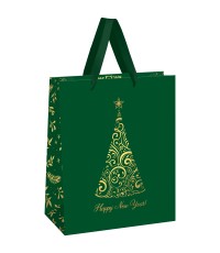 Пакет подарочный 26*32*12см MESHU Christmas tree,  фольга, матовая ламинация