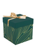 Коробка складная подарочная MESHU Leaves, (15*15*15см), с лентой, отд фольгой