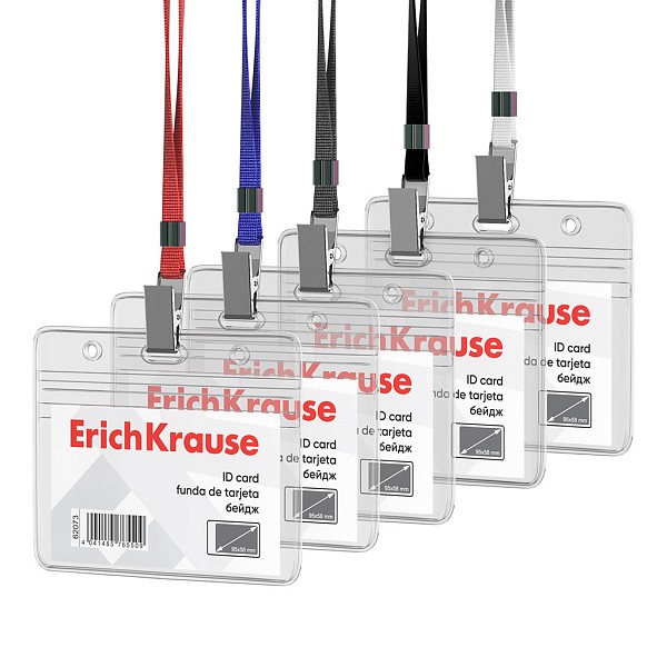 Бейдж 95*58 мм гориз с лентой прозрачн ассорти 62071 Erich Krause