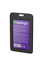 Бейдж вертикальный Berlingo ID 200, 55*85мм, черный, без держателя, крышка-слайдер