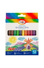 Фломастеры Гамма Классические, 12цв., смываемые, картон. упак., европодвес