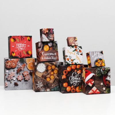 Коробка подар квадрат Мандарины №6 7053040