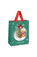 Пакет подарочный 11*14*6,5см MESHU Christmas bear, выборочный лак,  матовая ламинация