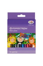 Фломастеры Гамма Малыш, 12цв., печать на корпусе, смываемые, картон. упак., европодвес