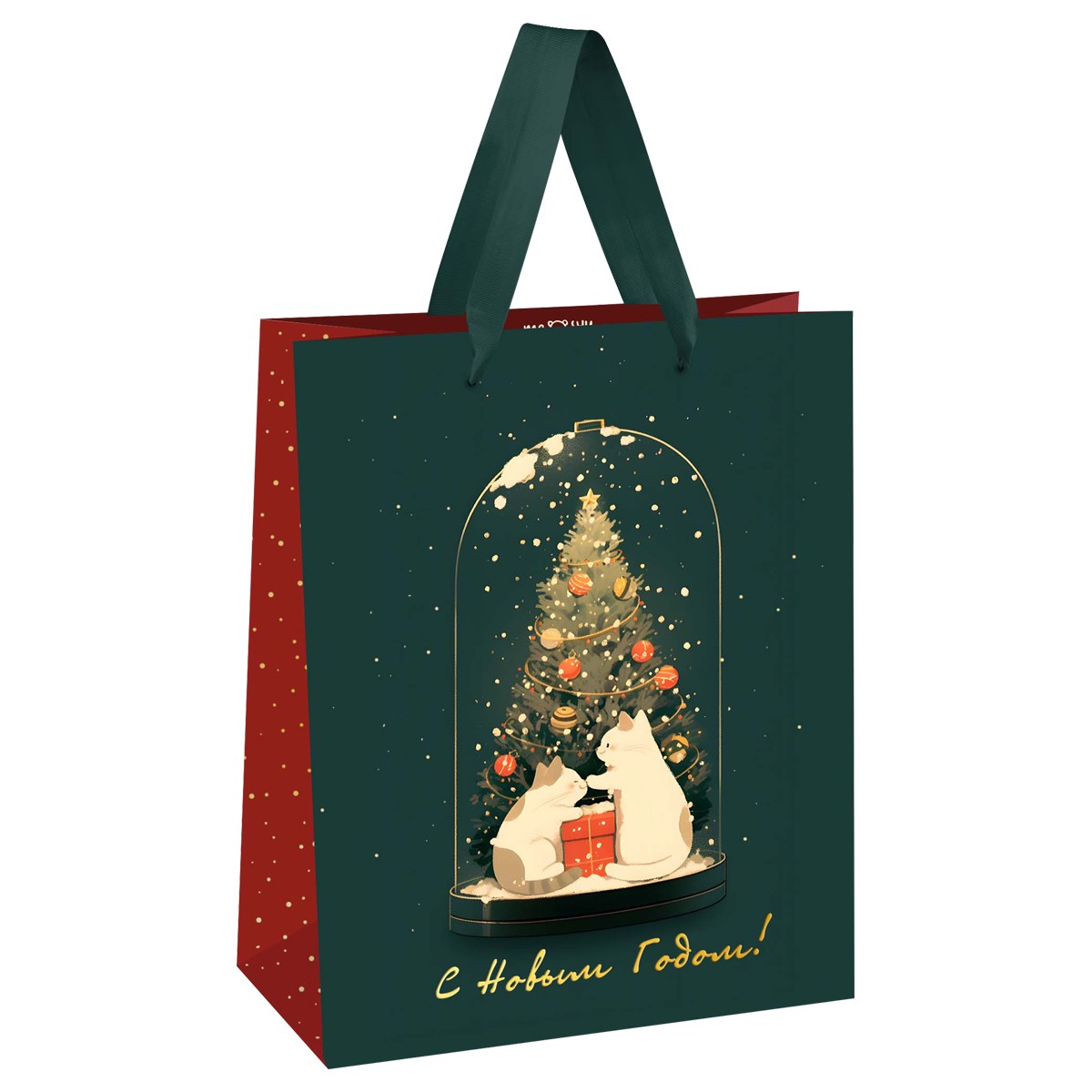 Пакет подарочный 18*23*10см MESHU Christmas kittens, фольга, матовая ламинация