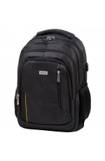 Рюкзак Berlingo City "Comfort black" 42*29*17см, 3 отделения, 3 кармана, отделение для ноутбука, USB разъем, эргономическая спинка