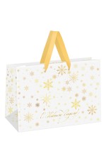 Пакет-коробка подарочный 27*20*13см MESHU Gold snowflake, фольга,  матовая ламинация