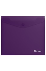 Папка-конверт на кнопке Berlingo Soft Touch, А5+, 200мкм, софт-тач, фиолетовая
