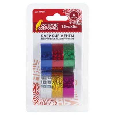 Клейкая лента 15мм*5м декорголографассорт1шт 227274 Остров сокровищ