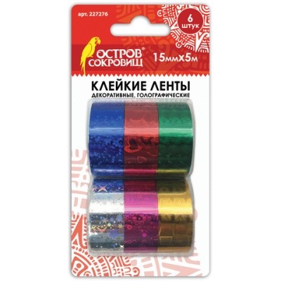 Клейкая лента 15мм*5м декорголографассорт1шт 227276 Brauberg