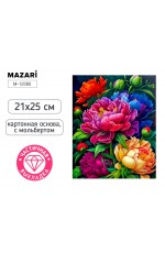 Мозаика алмаз 21х25см частичнвыкладка с мольбертом Пионы М-12380 Mazari