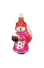 Елочная игрушка стекло Лисичка h-11см в упаковке ФУ-554/3