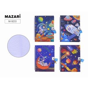 Записная книжка А6 48л спир тв обл замочек Космос М-9233 MAZARI