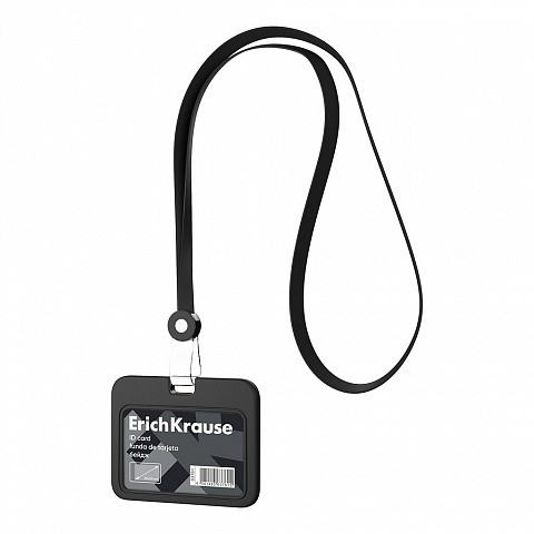 Бейдж 85*54мм гориз силикон лента черный 63761 Erich Krause
