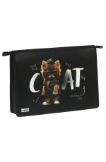 Папка для труда 2 отделения, А4, ArtSpace Cat life, пластик, на молнии