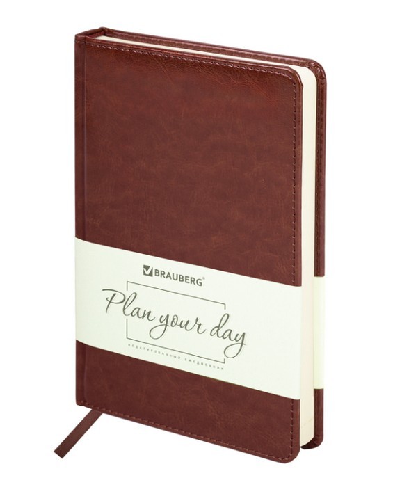 Ежедневник недатированный А5 коричневый 123414 Brauberg