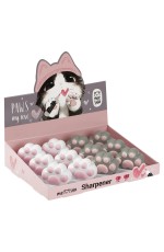 Точилка пластиковая MESHU Little Paw, 1 отверстие, дисплей бокс, ассорти