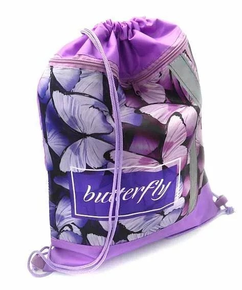 Мешок д/обуви 1отд + карман светоотр полоса Розовые бабочки СДС-711 Пчелка