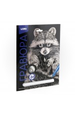 Гравюра Классика большая с эффектом серебра Пушистый енот