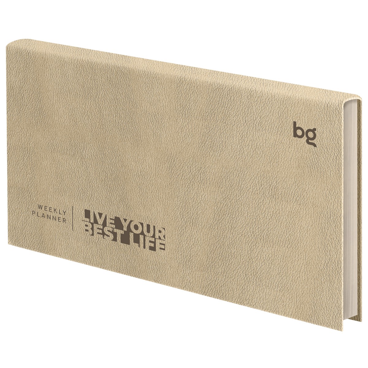 Еженедельник недатированный, 64л., мягкий переплет, кожзам, BG Waltz.Beige metallic, цветной срез
