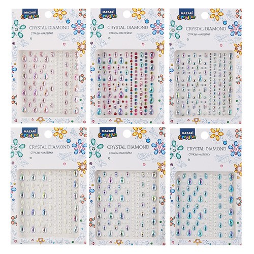 Стразы - наклейки пласт цвет ассорти Crystal Diamonds М-8644 Mazari Creative