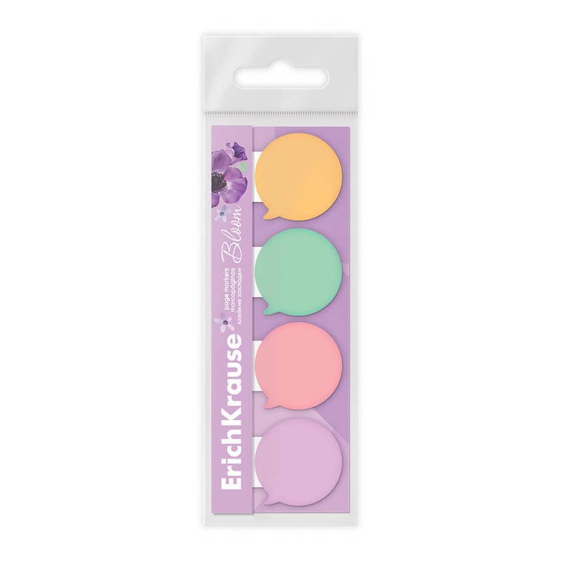 Стикеры -закладки 31*45мм 4цв*80л Pastel Bloom 61564 Erich Krause