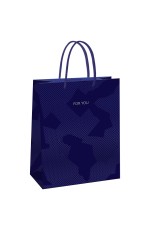 Пакет подарочный 11*14*6,5см MESHU Blue pattern/Синий узор, выборочный лак, матовая ламинация