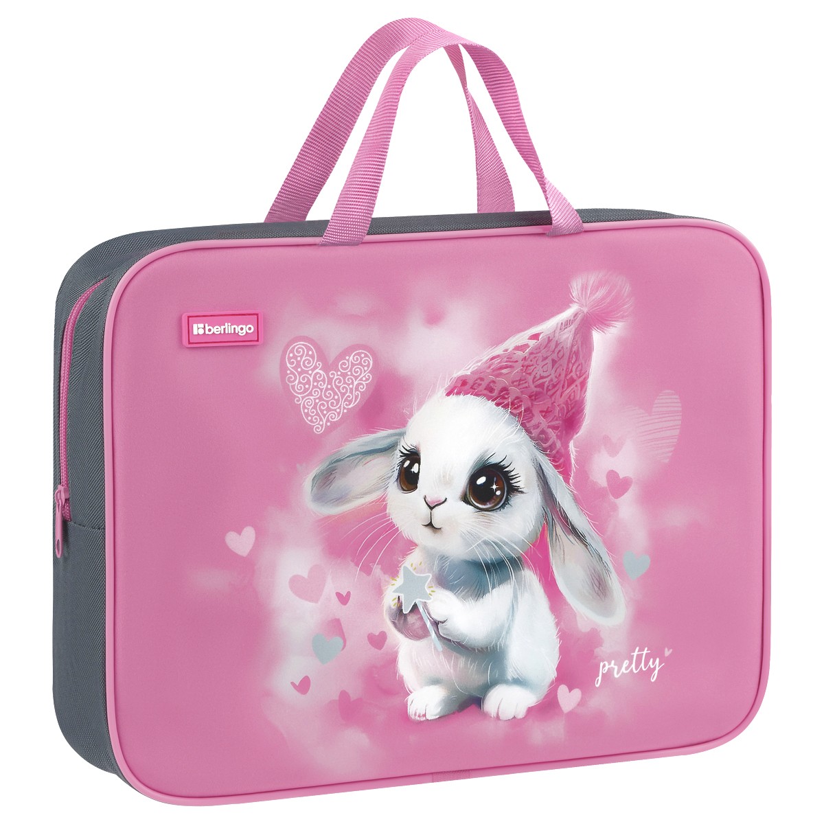 Папка текстильная с ручками 1 отделение, А4 Berlingo Dreamy Bunny, 350*265*80мм, текстиль, на молнии