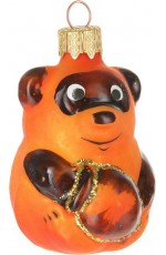 Елочная игрушка стекло Винни Пух с медом 10 см ФУ-444