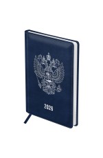 Ежедневник датированный 2026г., А5, 176л., твердый переплет, кожзам, BG Орел, синий