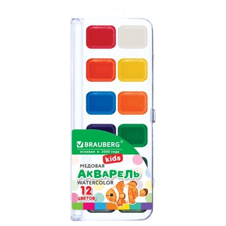 Краски акв 12 цв медовые 192796 Brauberg