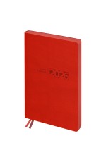 Ежедневник датированный 2026г., А6+, 176л., мягкий переплет, кожзам, BG Waltz. Scarlet red, красный, цветной срез