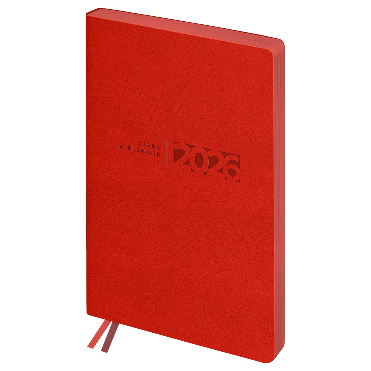 Ежедневник датированный 2026г., А6+, 176л., мягкий переплет, кожзам, BG Waltz. Scarlet red, красный, цветной срез