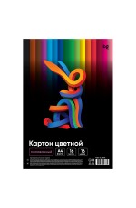 Картон цветной, А4 двустор., BG, 16 л., 16 цв., мелованный, в пакете