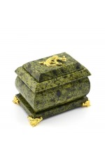 Шкатулка из змеевика с ящеркой 90*65*70мм 1310625-1