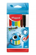 Maped. Фломастеры Color'Peps Ocean супер смываемые  в пакете с подвесом (6 цв) арт.845723  