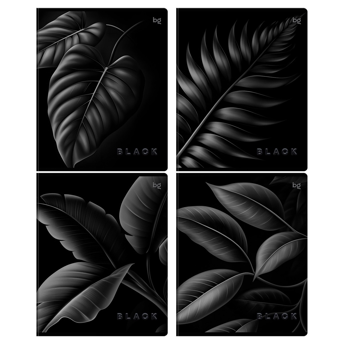 Тетрадь 80л., А5, клетка BG Just Black, soft-touch ламинация, выб.лак