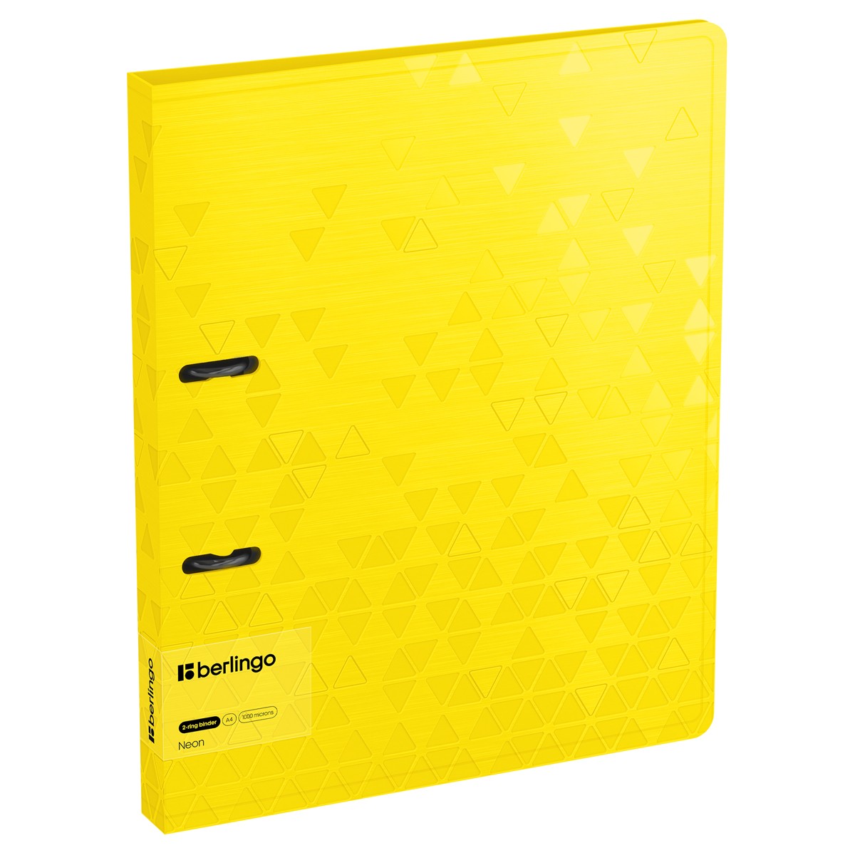 Папка на 2 кольцах Berlingo Neon, 24мм, 1000мкм, желтый неон, D-кольца, с внутр. карманом