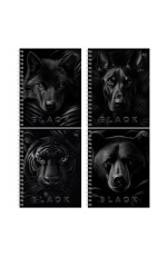 Тетрадь 96л., А5, клетка на гребне BG Just Black, soft-touch ламинация, выб.лак