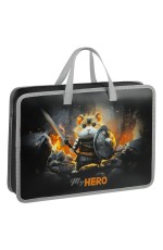 Папка с ручками А4 ArtSpace Hamster hero, пластик, на молнии, 70мм