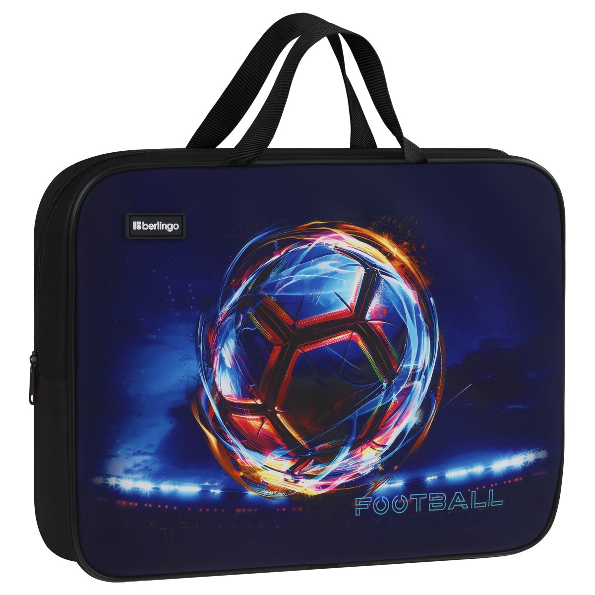 Папка текстильная с ручками 1 отделение, А4 Berlingo Cyber Football, 350*265*80мм, текстиль, на молнии