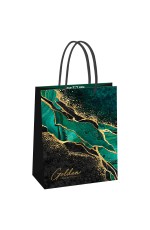 Пакет подарочный 18*23*10см MESHU Emerald, фольга,  глянцевая ламинация