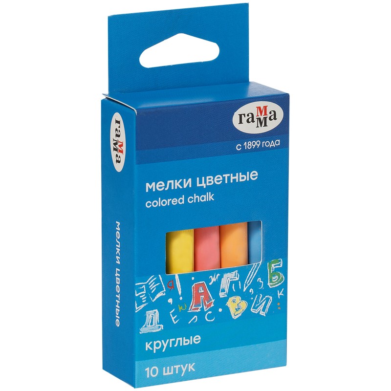 Мел цв 10шт мягккруглШкольные 909193 Гамма