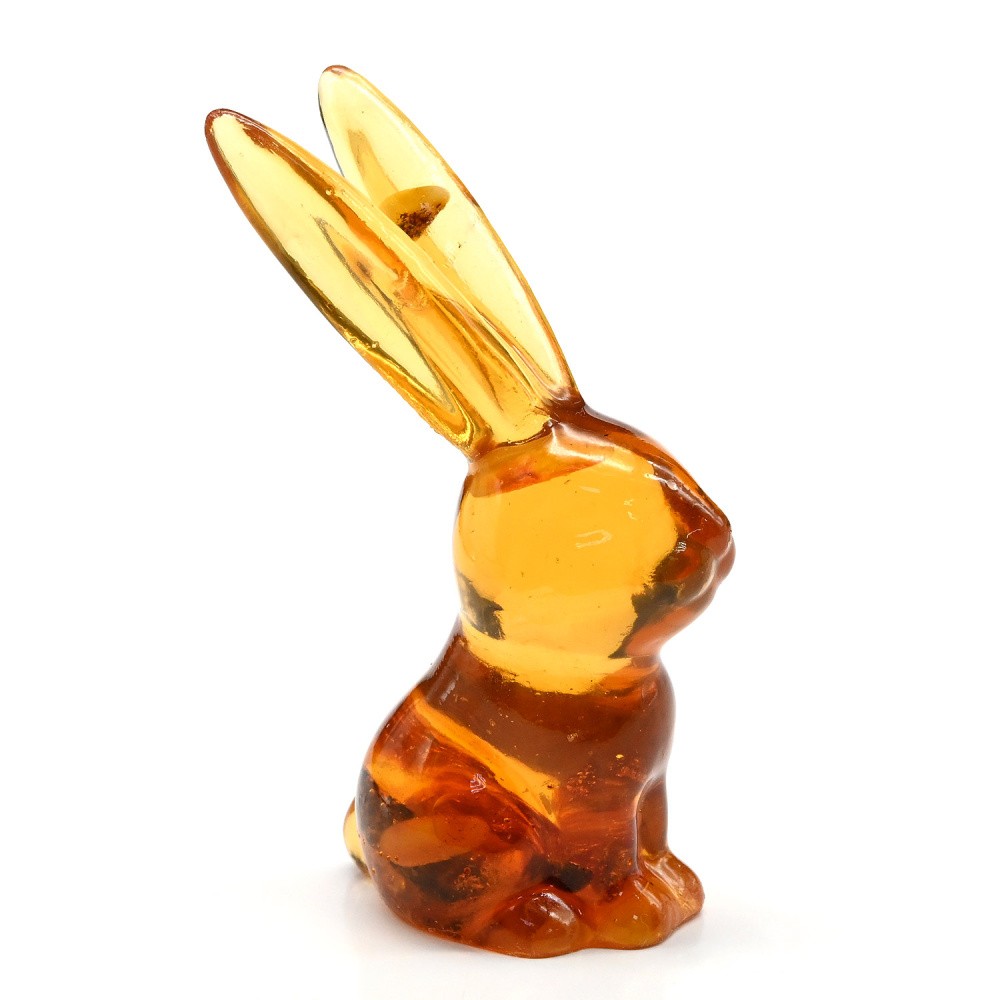 Фигурка с янтарём Гладкий кролик коньячный цвет 1670237