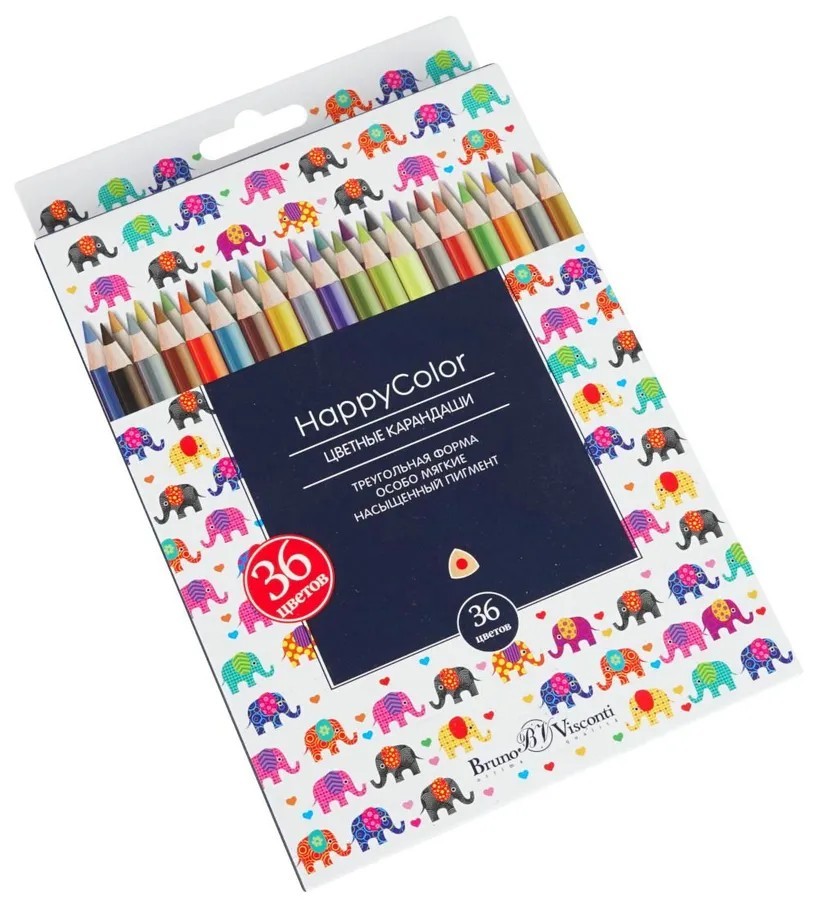 Набор карандашей 36цв трехгран HappyColor 30-0058 Bruno Visconti