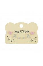 Серьги MESHU, бижутерия, нежно-розовые, 3 пары, европодвес