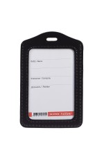 Бейдж 72*112мм верт исккожа черный 079250 Хатбер
