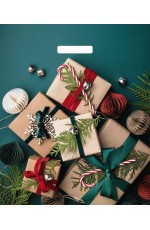 Пакет полиэтиленовый с вырубной ручкой 38х45 см Подарки на зеленом Артпласт