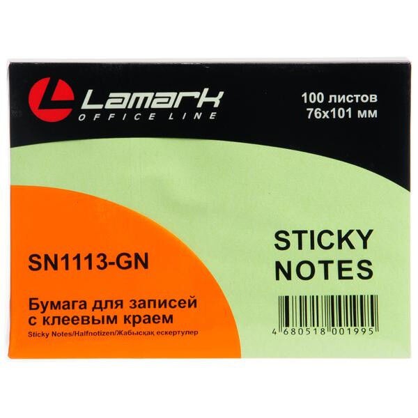 Стикер 76*101 100л зелёная пастель SN1113-GN Lamark