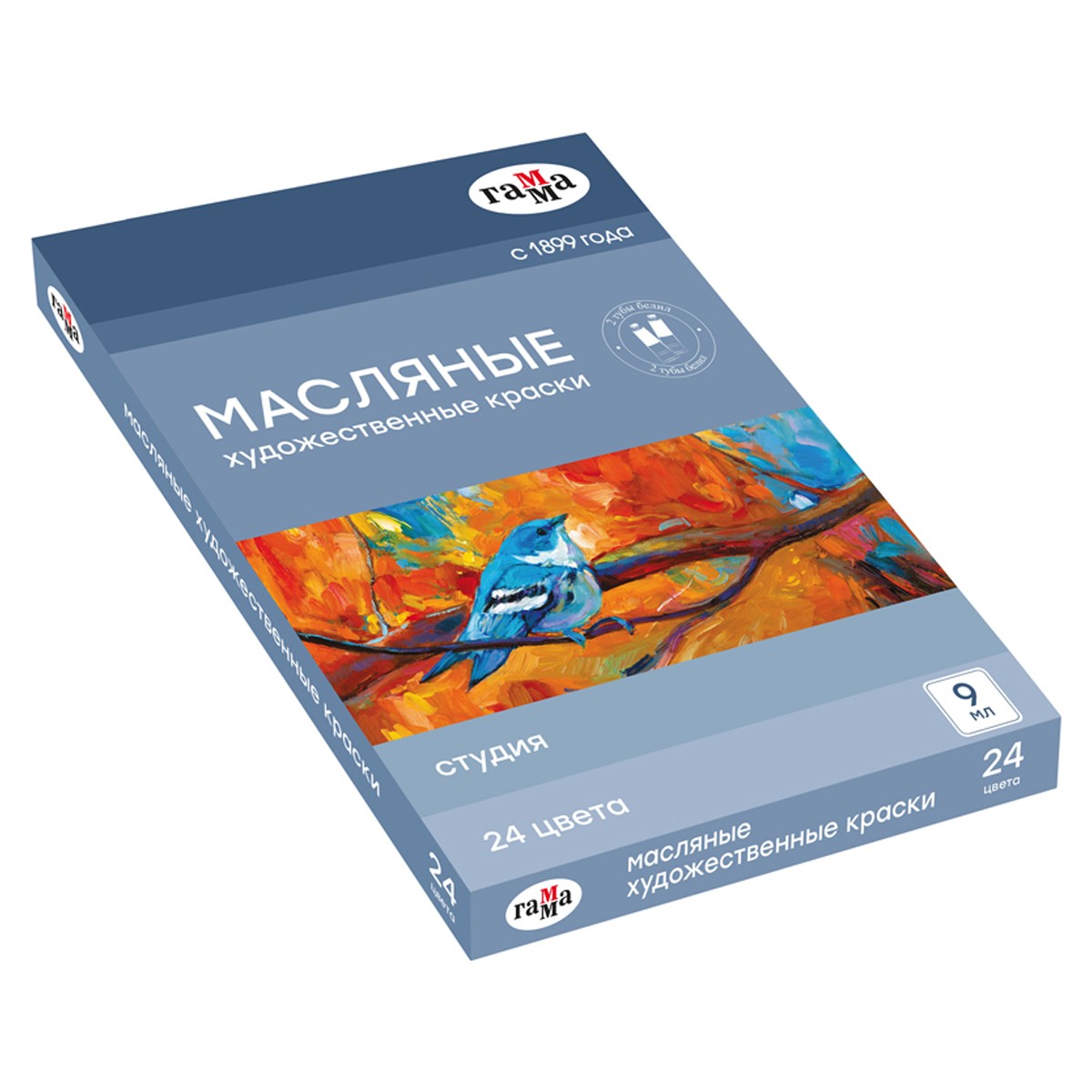 Краски масляные Гамма Студия, 24 цвета, туба 9мл, картон. упаковка